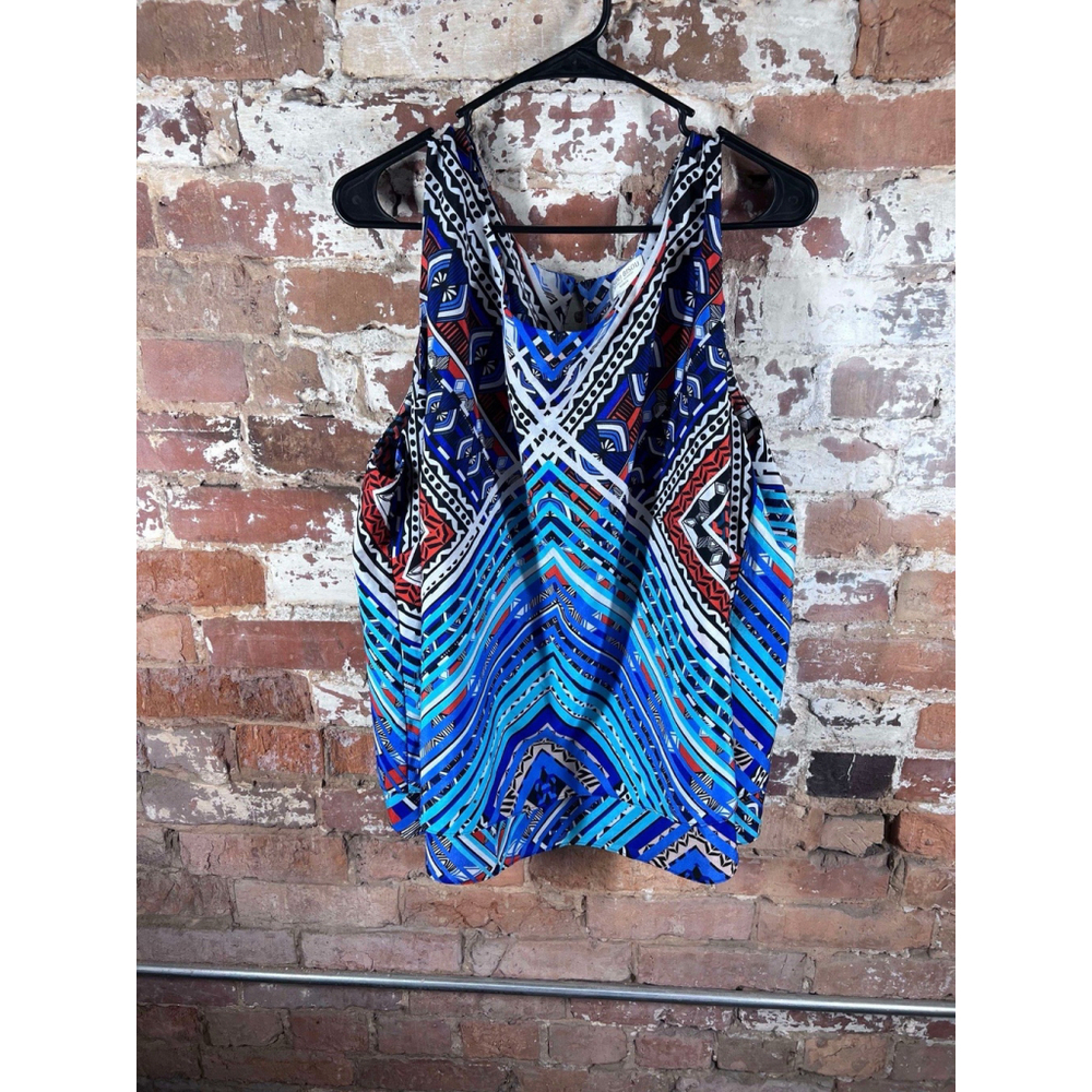 Biou Bisou Michele Bohbot Womens M Tank Top Boho Print Blouse 3x